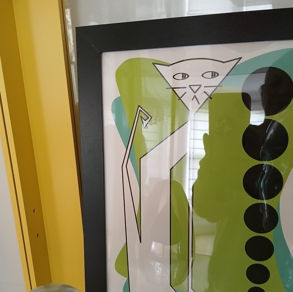 Original Signed Framed Print "Circles" Pawlie n Ester Cat Series MCM Style Frame - Picture 6 of 7